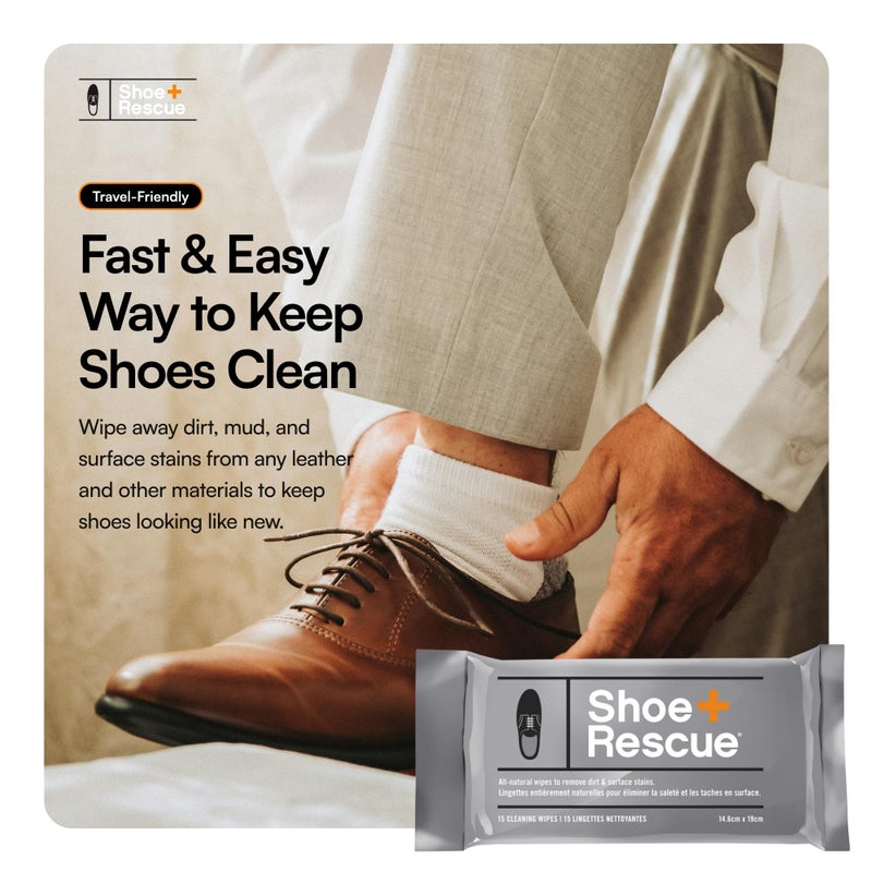 Boot Rescue ShoeRescue All-Natural Cleaning Wipes. Remove Dirt & Surface Stains from Leather & Suede Shoes & Boots. Box of 10 Individually Wrapped Wipes. - Image 2
